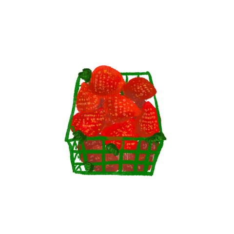 An illustrated basket of strawberries