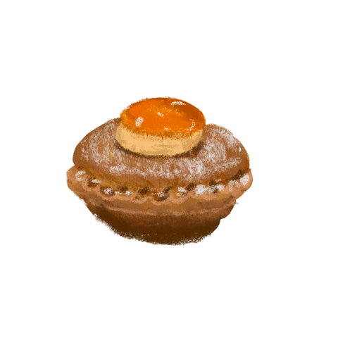 An illustrated custard tart